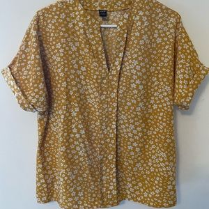 Women's mustard floral blouse
